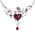 Red Vintage Gothic Steampunk Style Hearts And Roses Masquerade Ball Necklace