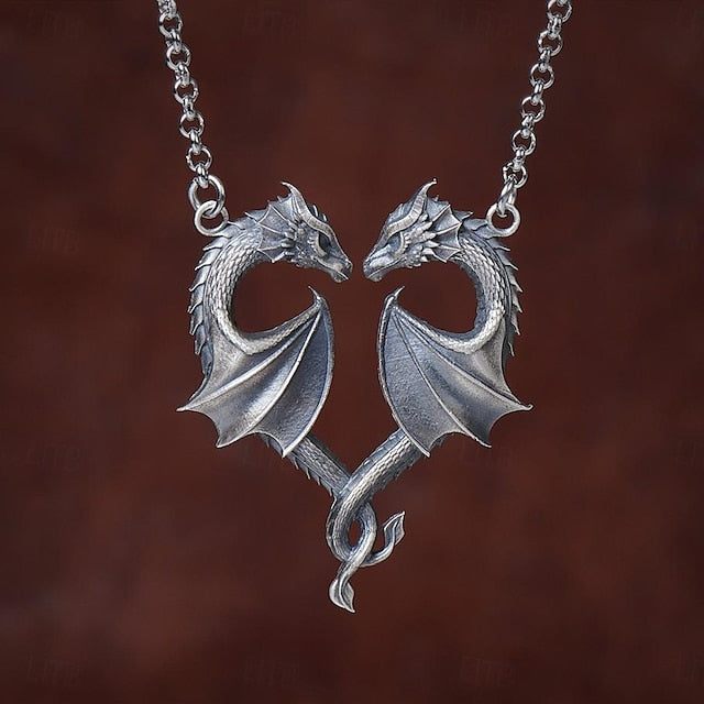 Nordic Dragon Heart Necklace: Retro Gothic Medieval Style for Cosplay and Parties