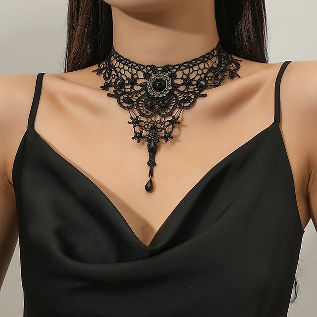 Sexy Punk Gothic Lace Choker Necklace for Women - Perfect for Disco, Cosplay, and Carnivals