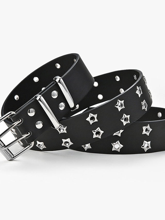 Double Row Punk Star Gas Me Up Starry Eye Retro Edgy Belt