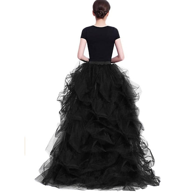 Retro Vintage Punk Gothic High-Low Tulle Skirt: Perfect for Halloween, Parties, and Weddings!