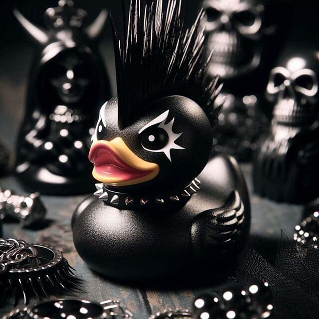 Duckieville Duck Resin Collection: Satanic, Punk, Gothic, and Rock 'n Roll Ducks - Perfect Additions for Mrs.<br> Valentina's Eccentric and Dark-Themed Display