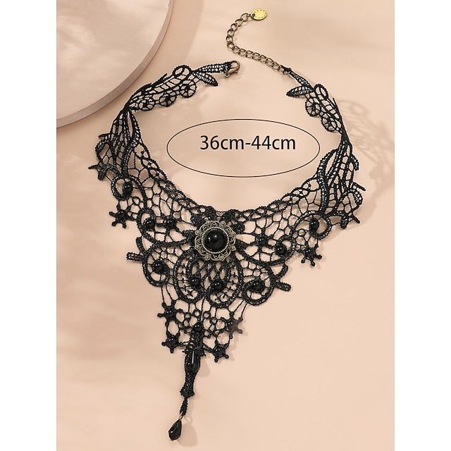 Sexy Punk Gothic Lace Choker Necklace for Women - Perfect for Disco, Cosplay, and Carnivals