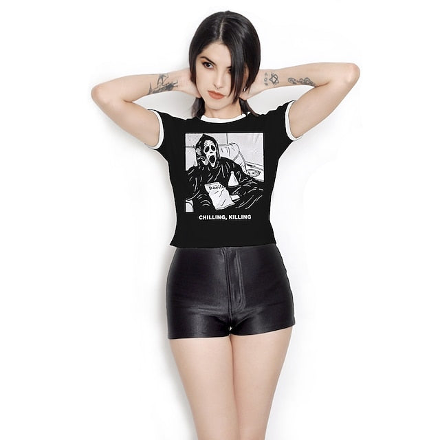 Gothic Serial Killer Crop Top: Unleash Your Dark Side with This Anime-Inspired Street Style