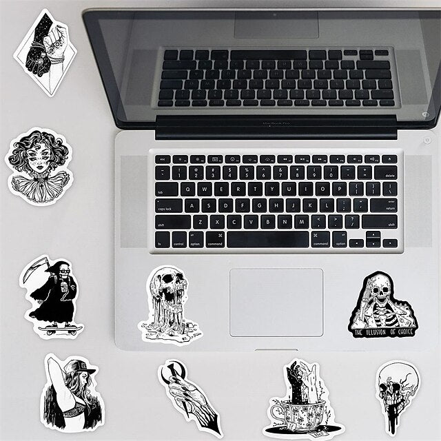 Darkly Chic: 100 Waterproof Gothic Horror Stickers for Adults - Perfect for Water Bottles, Laptops, and More!