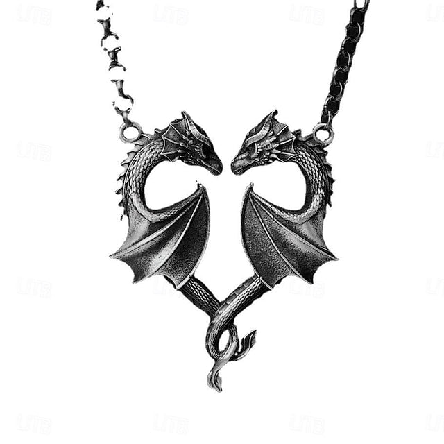 Nordic Dragon Heart Necklace: Retro Gothic Medieval Style for Cosplay and Parties