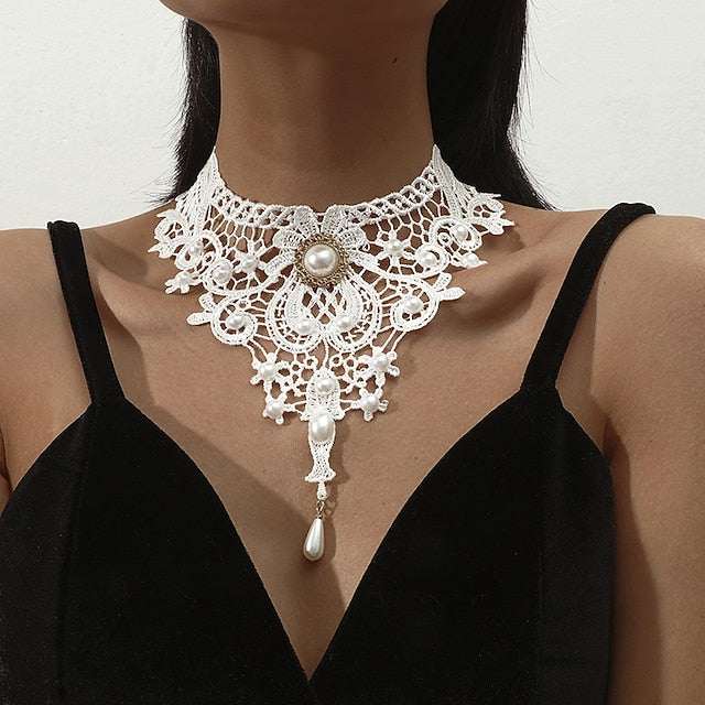 Sexy Punk Gothic Lace Choker Necklace for Women - Perfect for Disco, Cosplay, and Carnivals