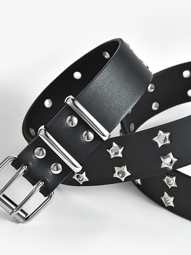 Double Row Punk Star Gas Me Up Starry Eye Retro Edgy Belt