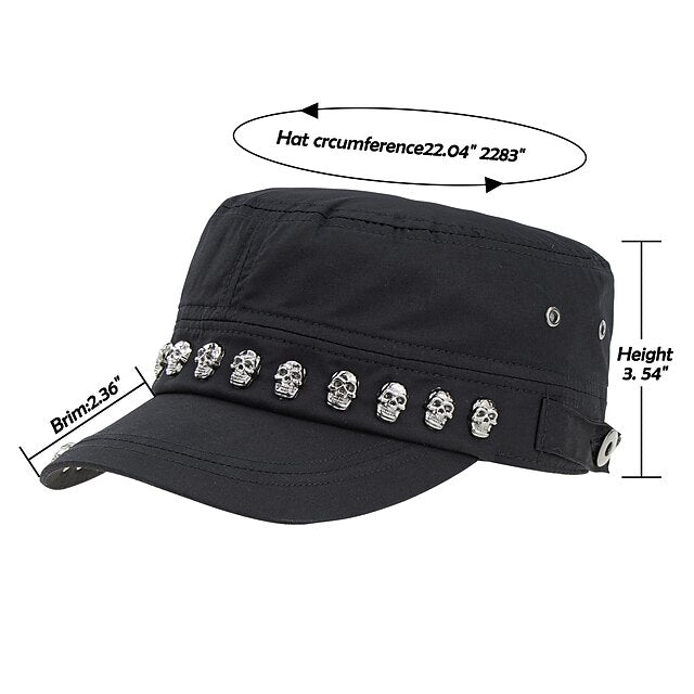 Unisex Skull Skeleton Studded Punk Army Cap: A Cool and Chic Steampunk Fashion Statement