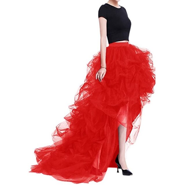 Retro Vintage Punk Gothic High-Low Tulle Skirt: Perfect for Halloween, Parties, and Weddings!