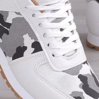 Tied Printed PU Leather Athletic Sneakers