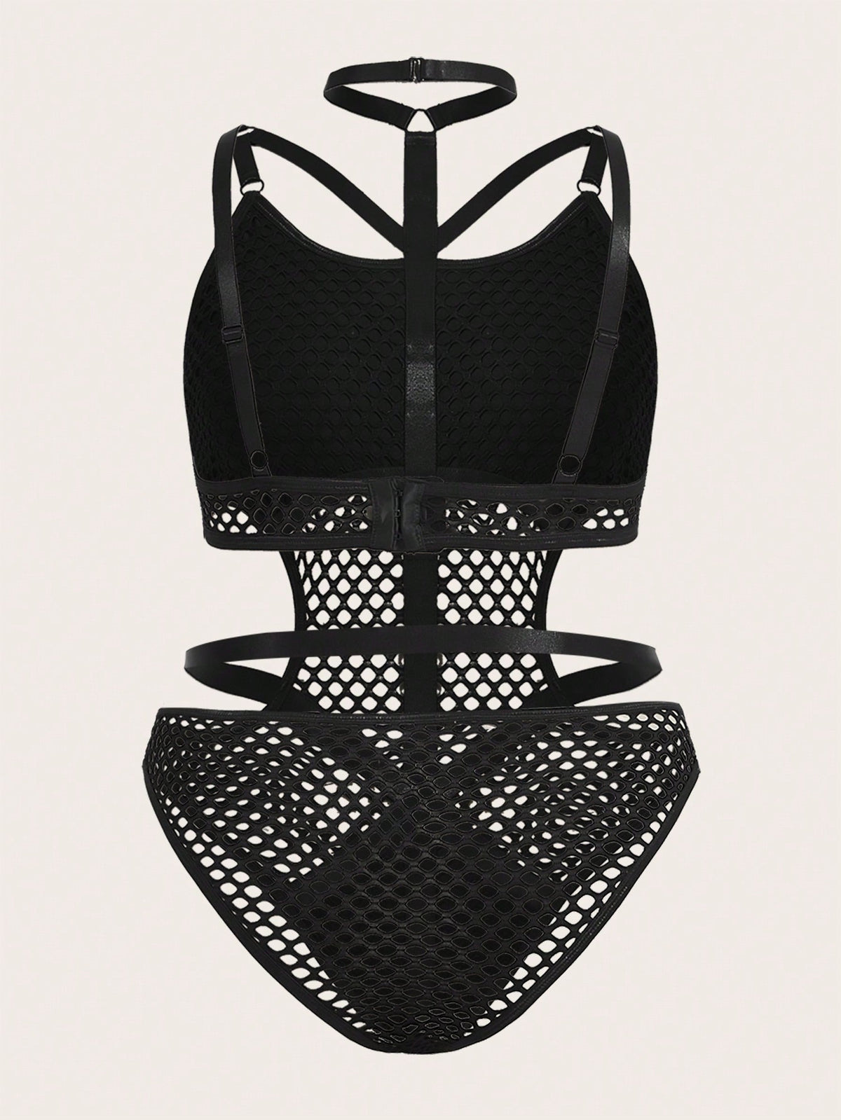 ROMWE Grunge Punk Plus Cut Out Fishnet Teddy Bodysuit