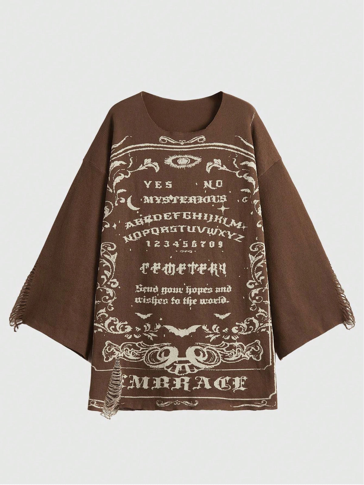 ROMWE Goth Plus Letter Graphic Flare Sleeve Sweater