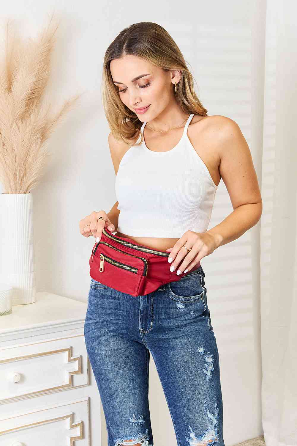 Fame Triple Pocket Nylon Fanny Pack