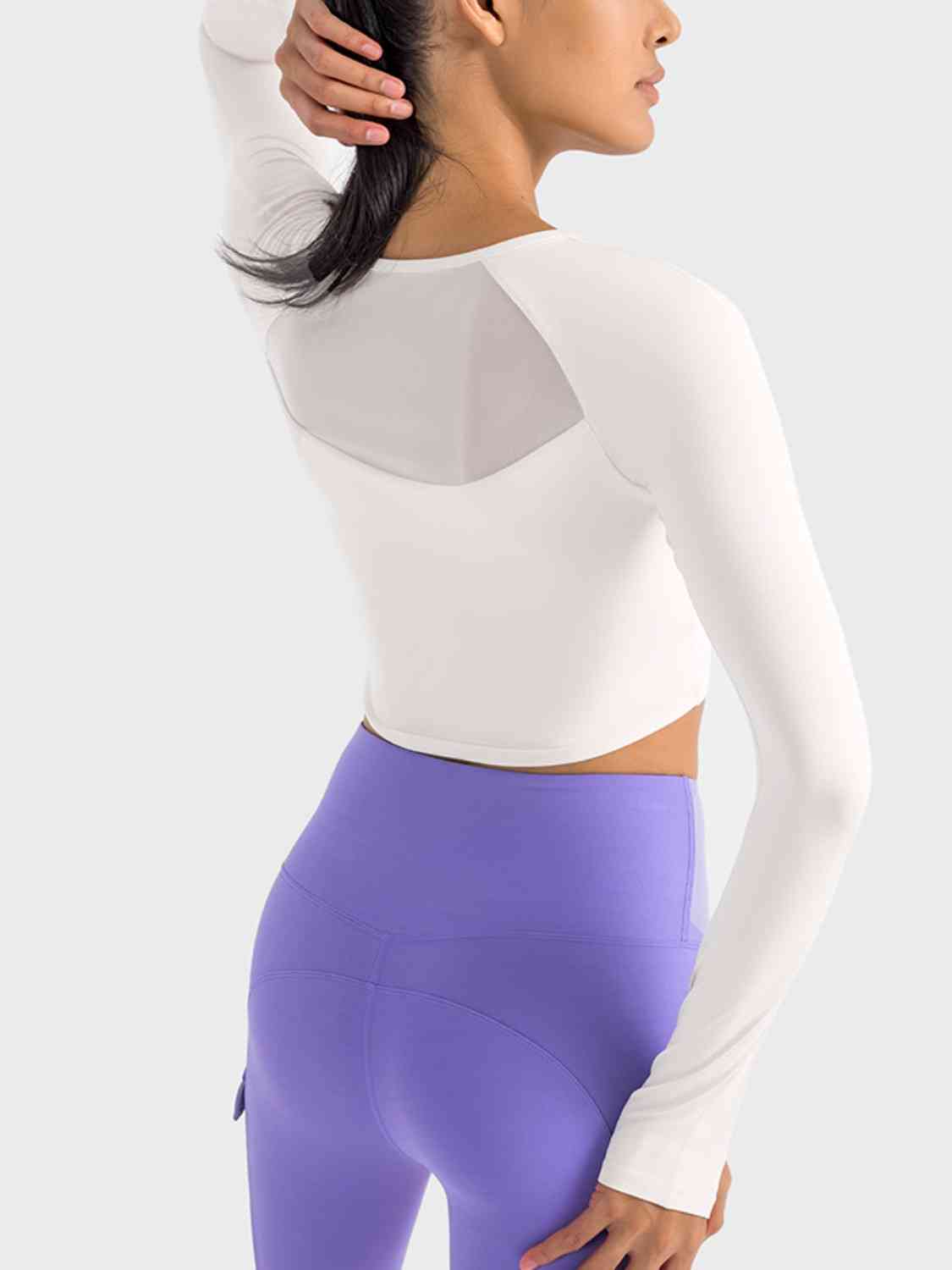 Square Neck Long Sleeve Cropped Sports Top