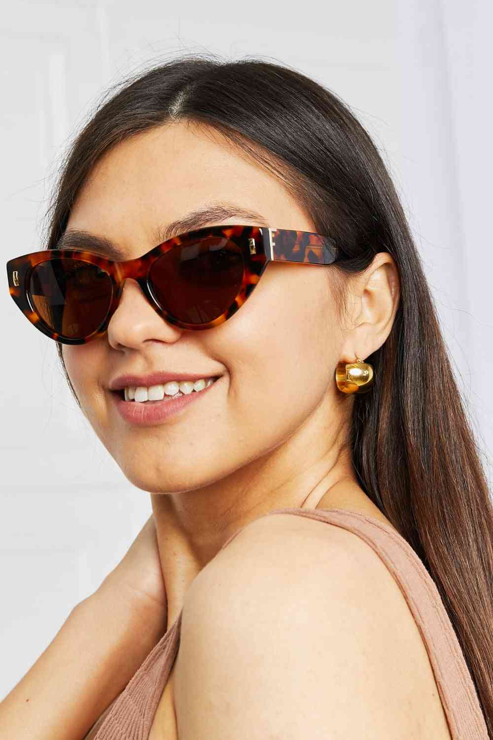 Tortoiseshell Acetate Frame Cat Eye Sunglasses