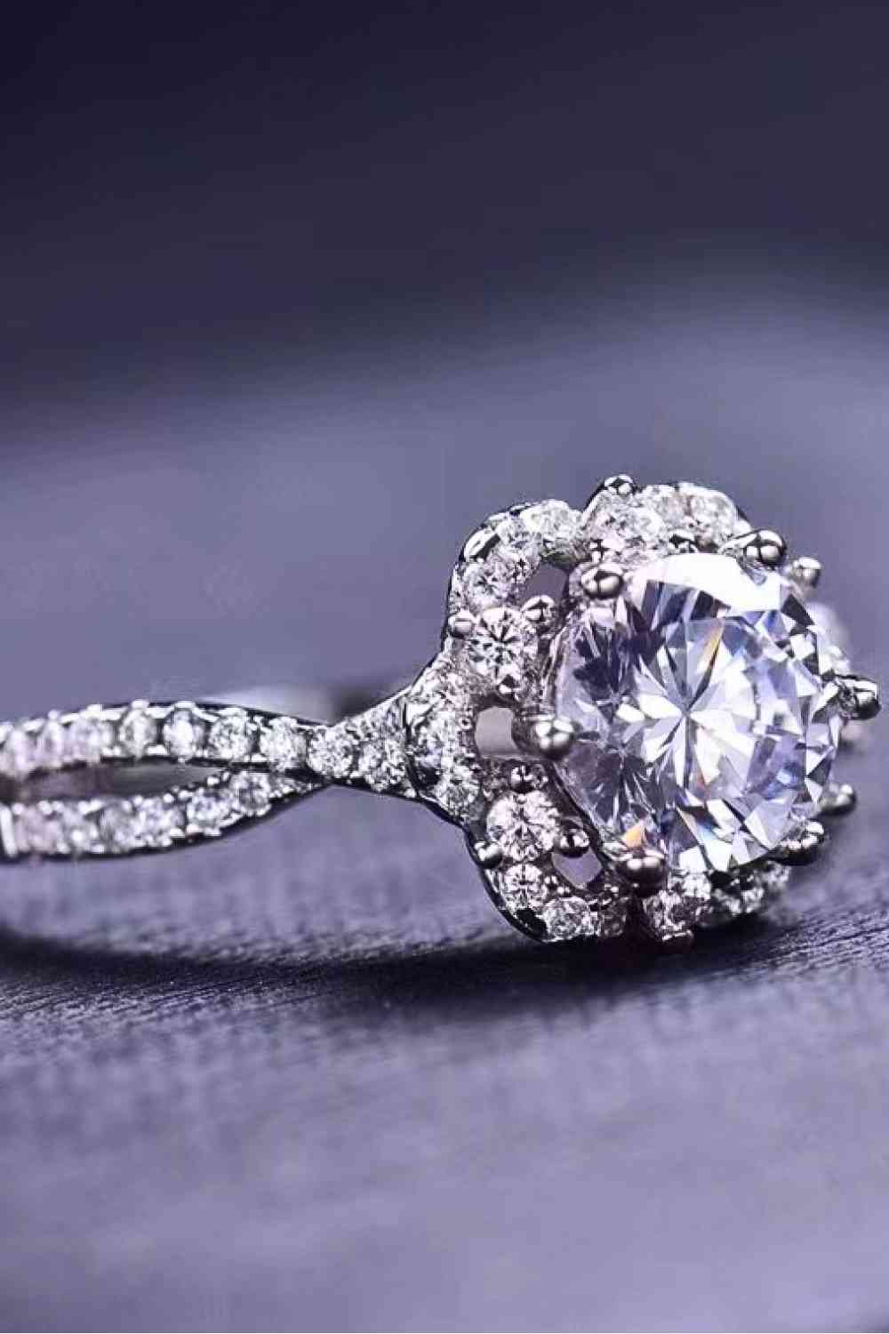 Platinum-Plated Six Prong 1 Carat Moissanite Ring