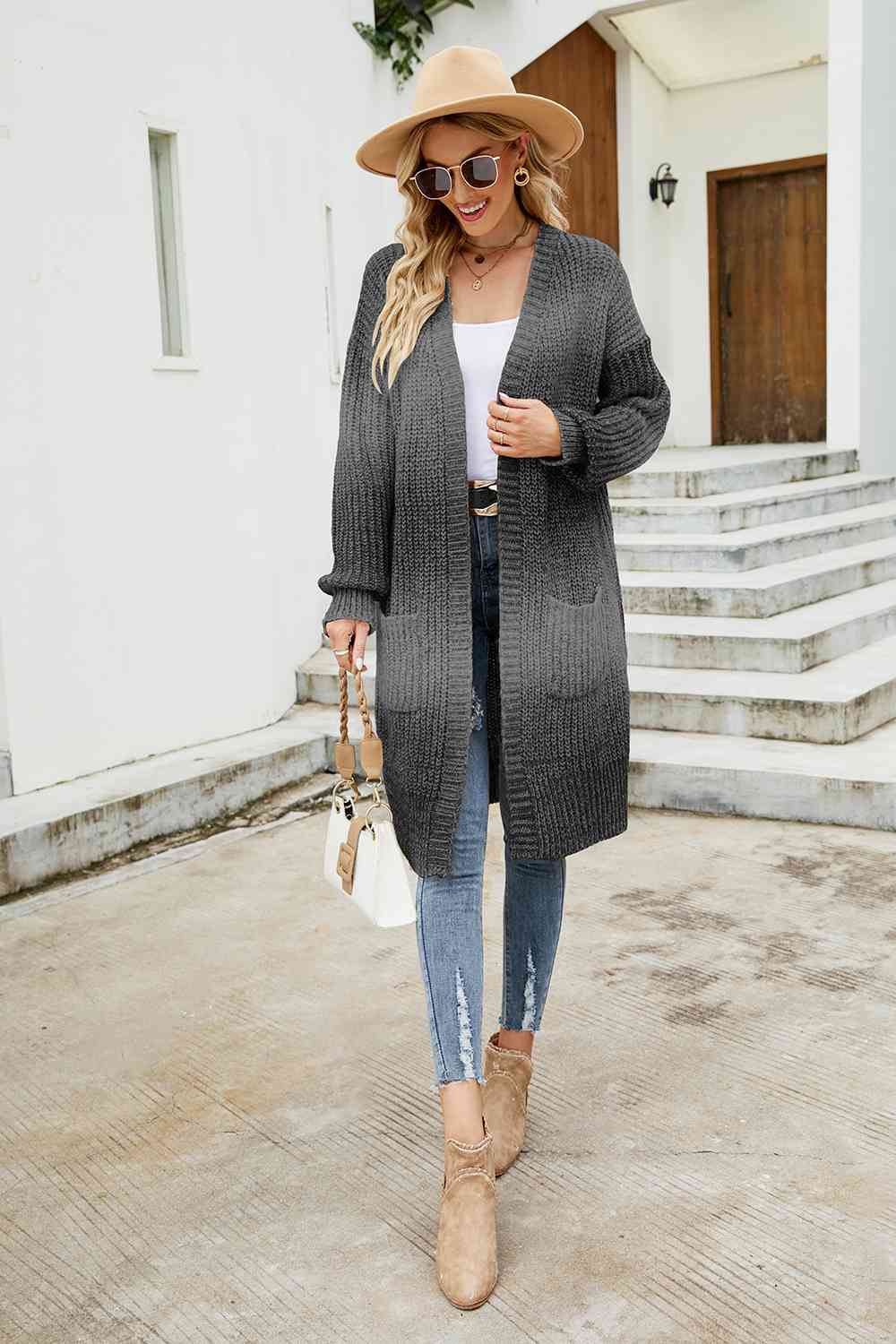 Gradient Open Front Cardigan