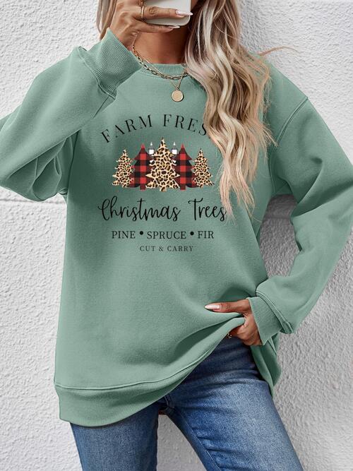 Graphic Round Neck Long Sleeve Sweatshirt