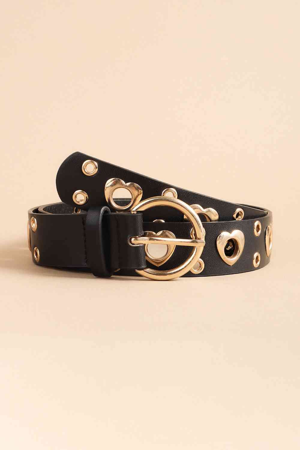 Heart Shaped Rivet Alloy Detail PU Leather Belt