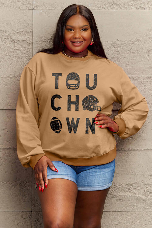 Simply Love Full Size TOUCHDOWN Long Sleeve Sweatshirt