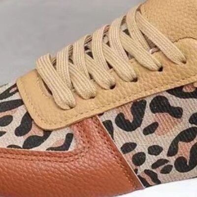 Tied Printed PU Leather Athletic Sneakers