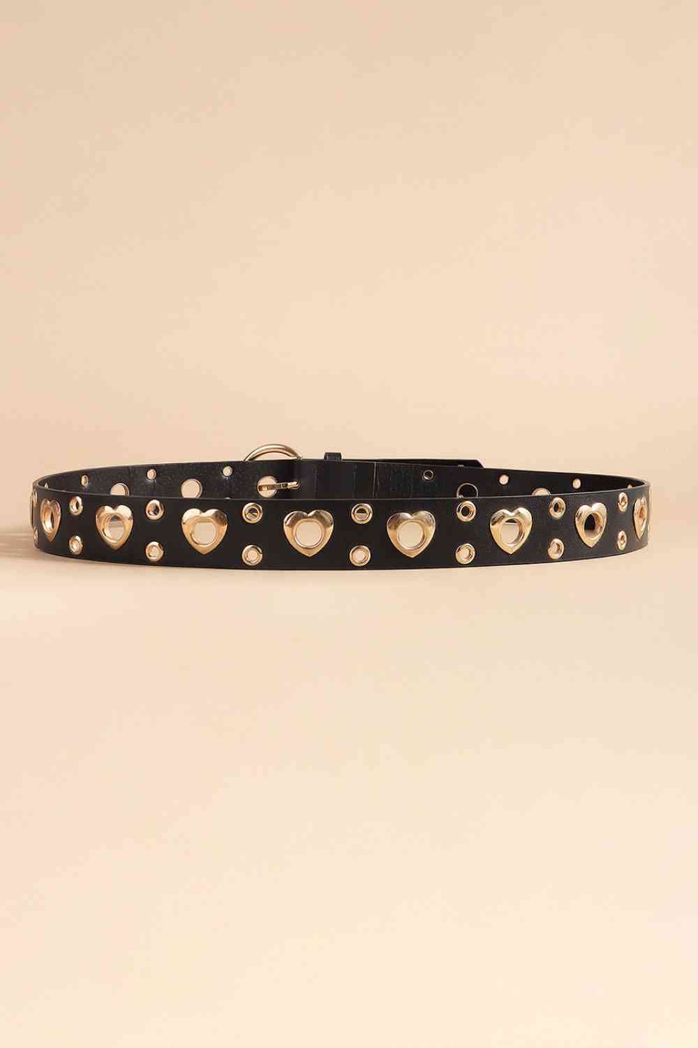 Heart Shaped Rivet Alloy Detail PU Leather Belt