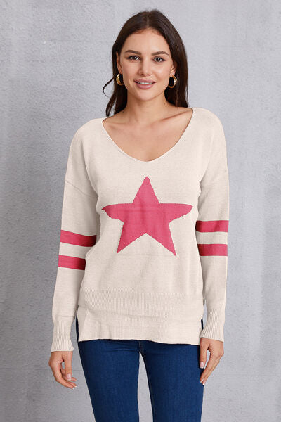 Star Scoop Neck Dropped Shoulder T-Shirt