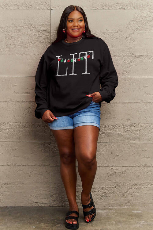 Simply Love Full Size LIT Long Sleeve Sweatshirt