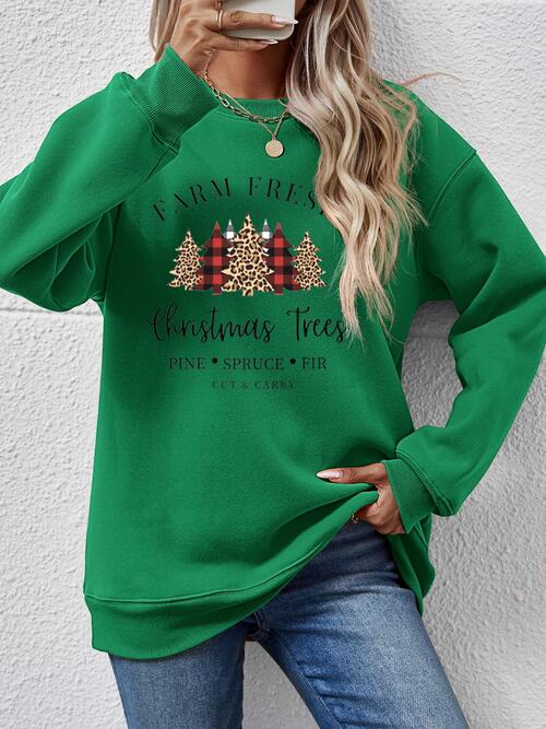 Graphic Round Neck Long Sleeve Sweatshirt