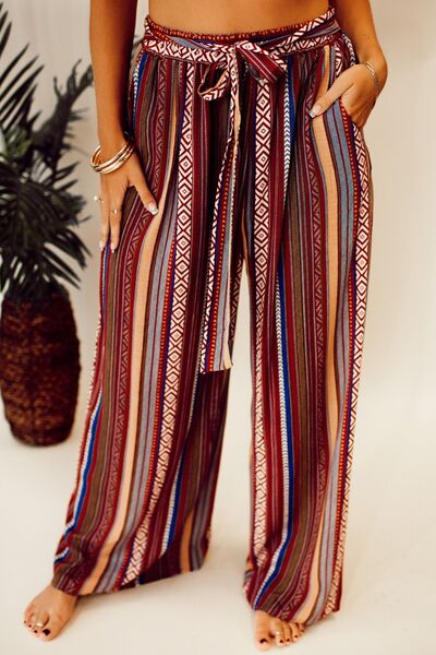 Printed Tied Wide Leg Pants