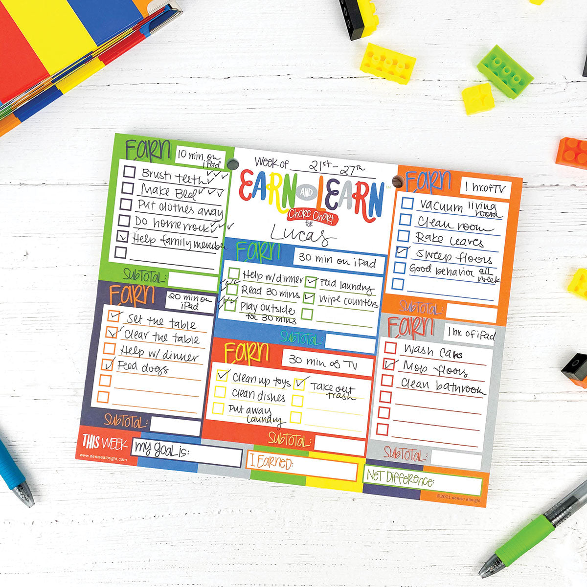 Earn & Learn® Kids Money Management Chore Chart Pad