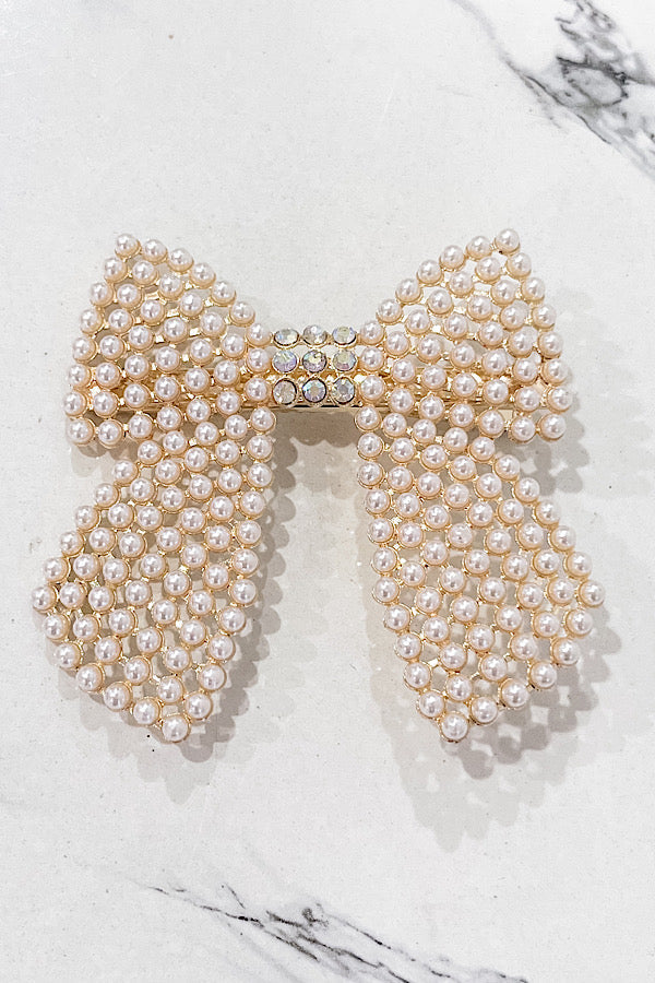 Pearl Bow Hair Barrette