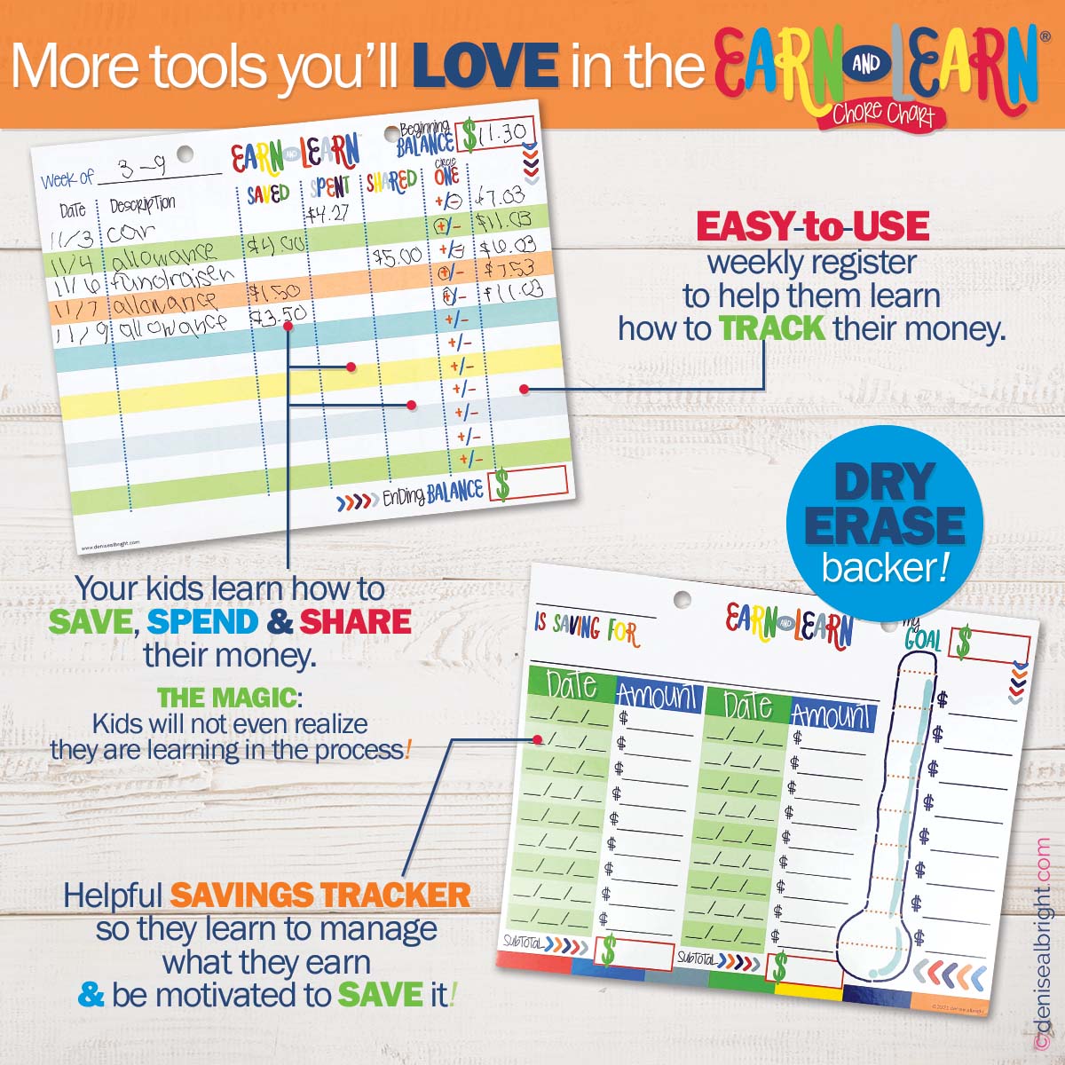 Earn & Learn® Kids Money Management Chore Chart Pad