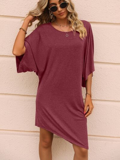 Round Neck Three-Quarter Sleeve Tee Dress