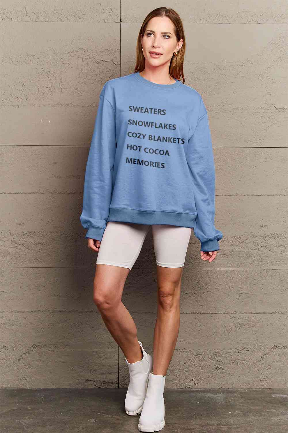 Simply Love Full Size Letter Graphic Round Neck Sweatshirt