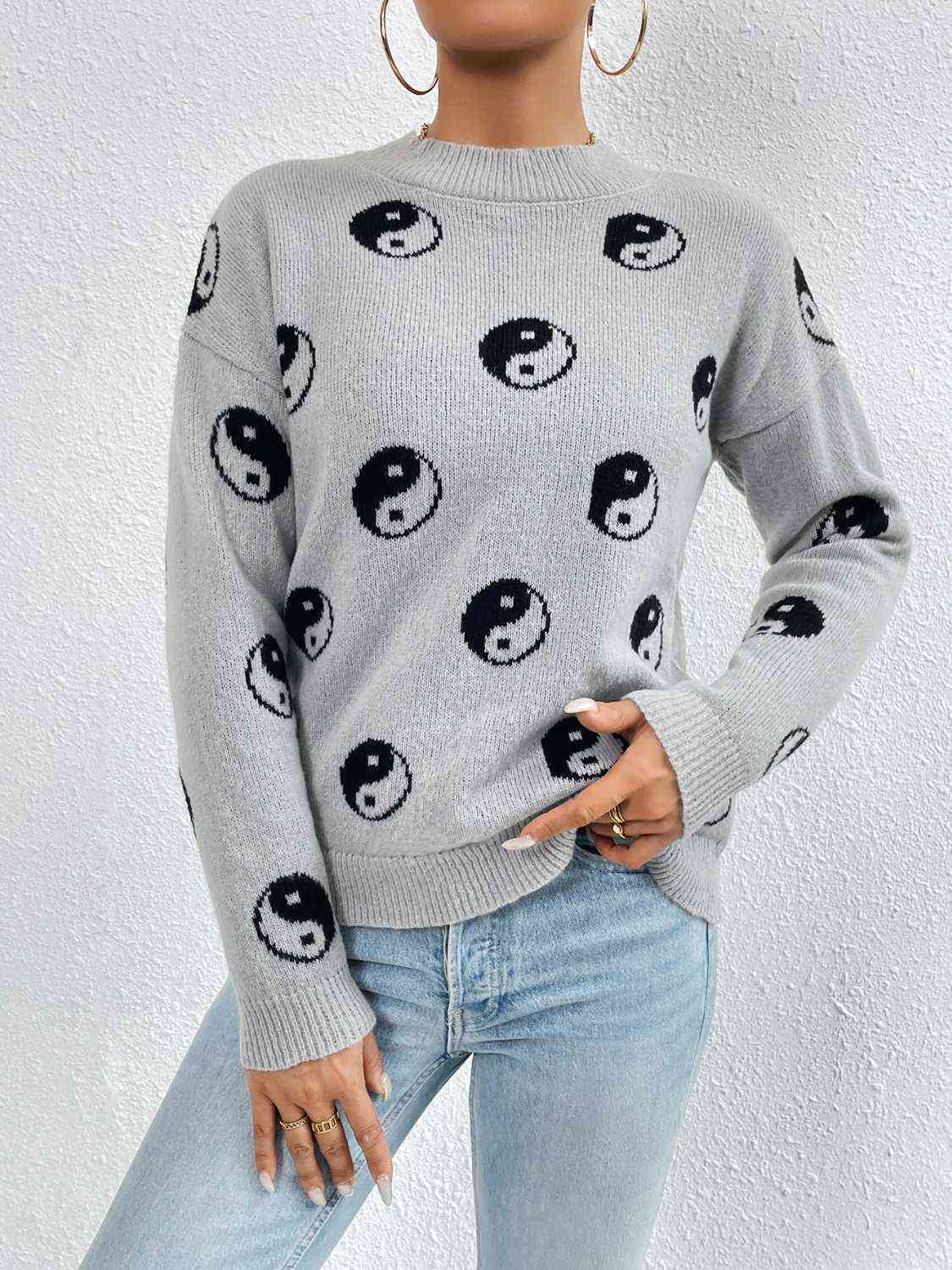 Patterned Drop Shoulder Sweater