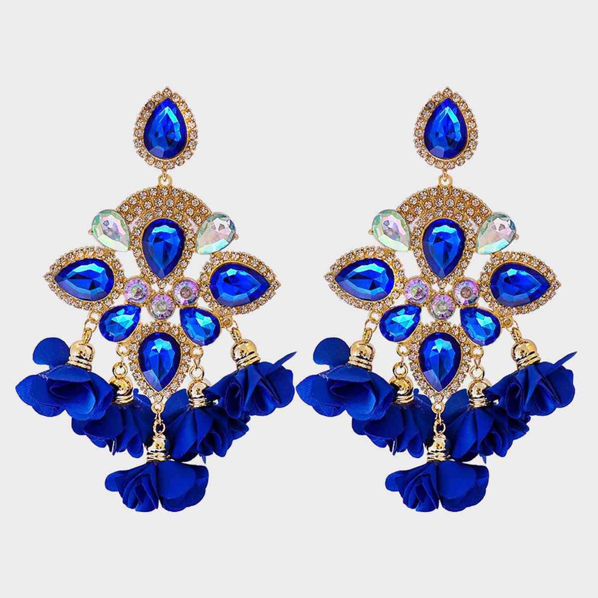 Flower Shape Rhinestone Alloy Dangle Earrings