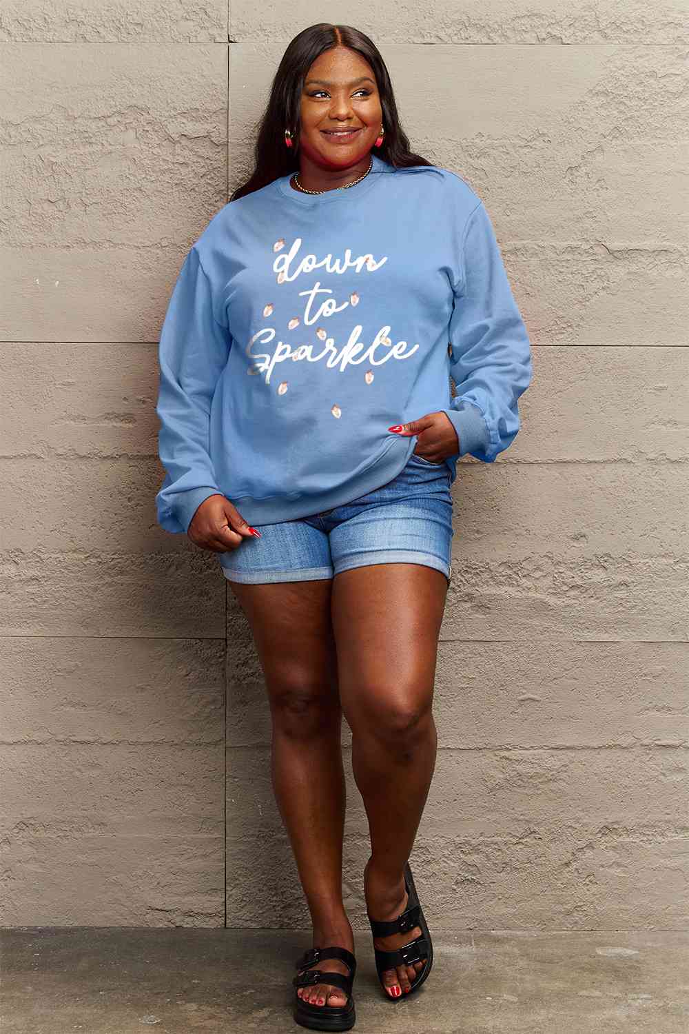 Simply Love Full Size Letter Graphic Long Sleeve Sweatshirt