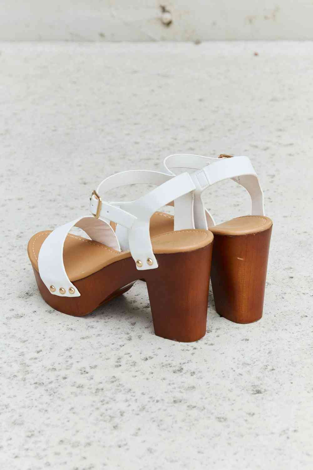 DDK Time After Time Wooden Platform Strap Heels