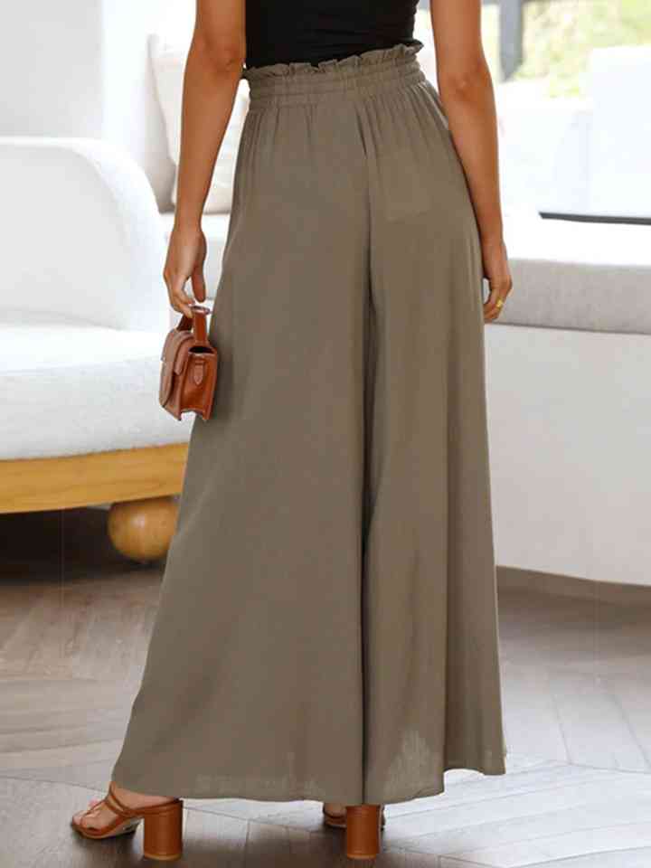 Drawstring Waist Wide Leg Pants